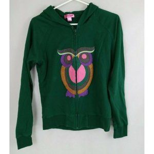 Tarea by Rue 21 Green Full Zip Hooded Jacket With Embroidered Owl Design Size L